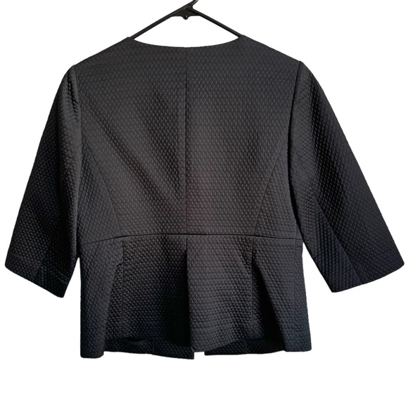Ann Taylor Black Quilted 3/4 Length Sleeve Blazer - Picture 2 of 7